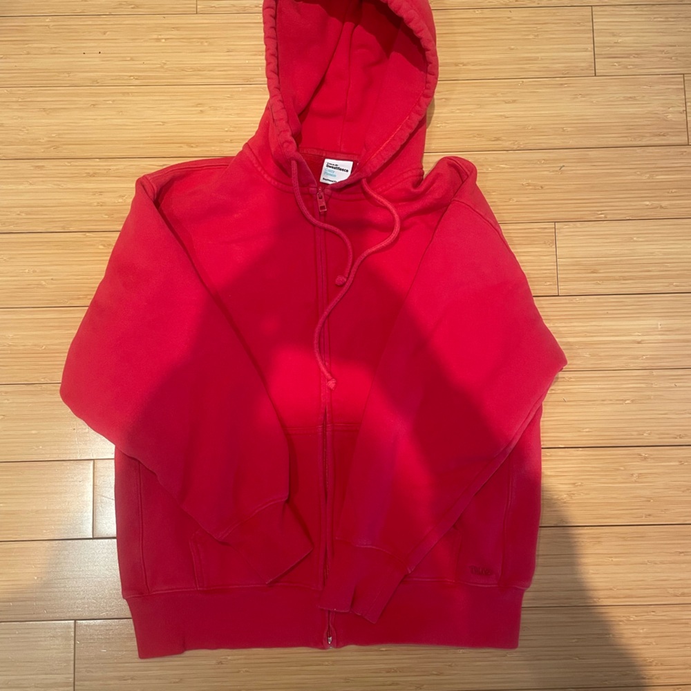 TNA Red Sweatfleece Zip Up Hoodie - Picture 1 of 3